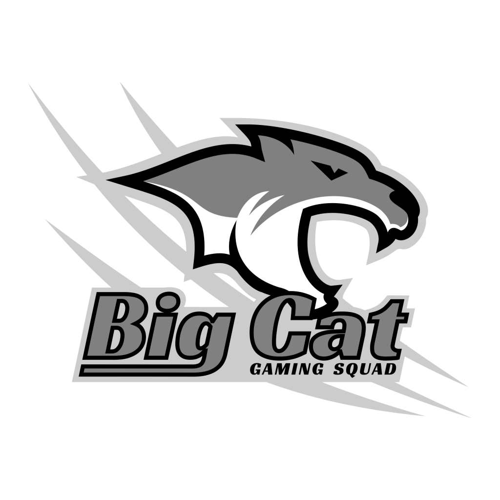 Big Cat - black and grey with white background.