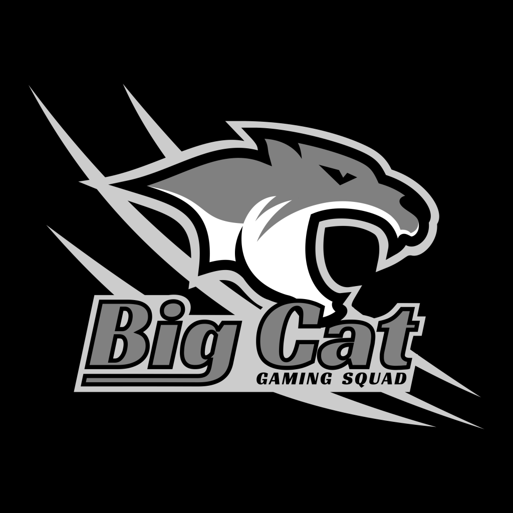 Big Cat - black and grey with black background.