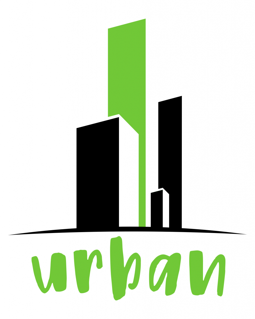 Urban - grenn and black, white background.